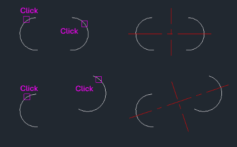 Example: Center Line between Two Arcs