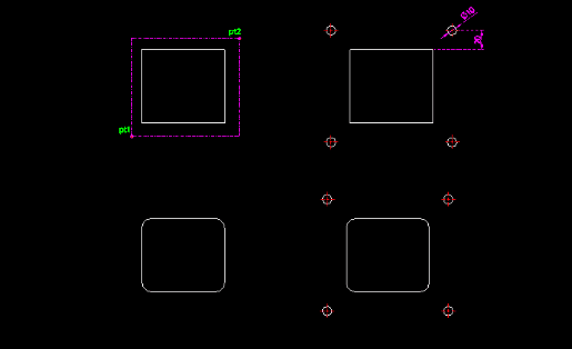 Example: Draw 4 Diagonal Circles Outside Rect
