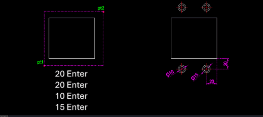 Example: Draw 4 Counterbores Vertical to Rectangle