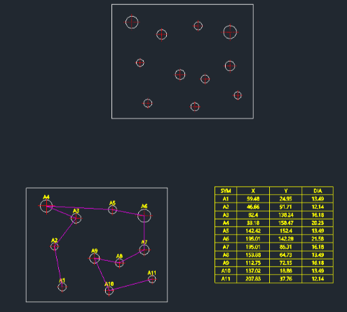 Example: Circle Coordinate & Diameter Table (Hole Chart) Generator