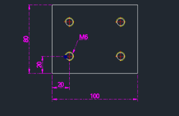 Example: Draw 4 Tapped Holes in Rectangle