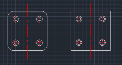 Example: Draw Filleted Plate (4 C-Bores)